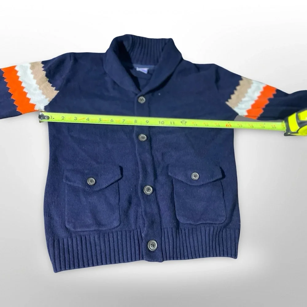 Gymboree Boys Navy Shawl Collar Cardigan Sweater Stripe Sz M 7‎ 8 Casual cottage